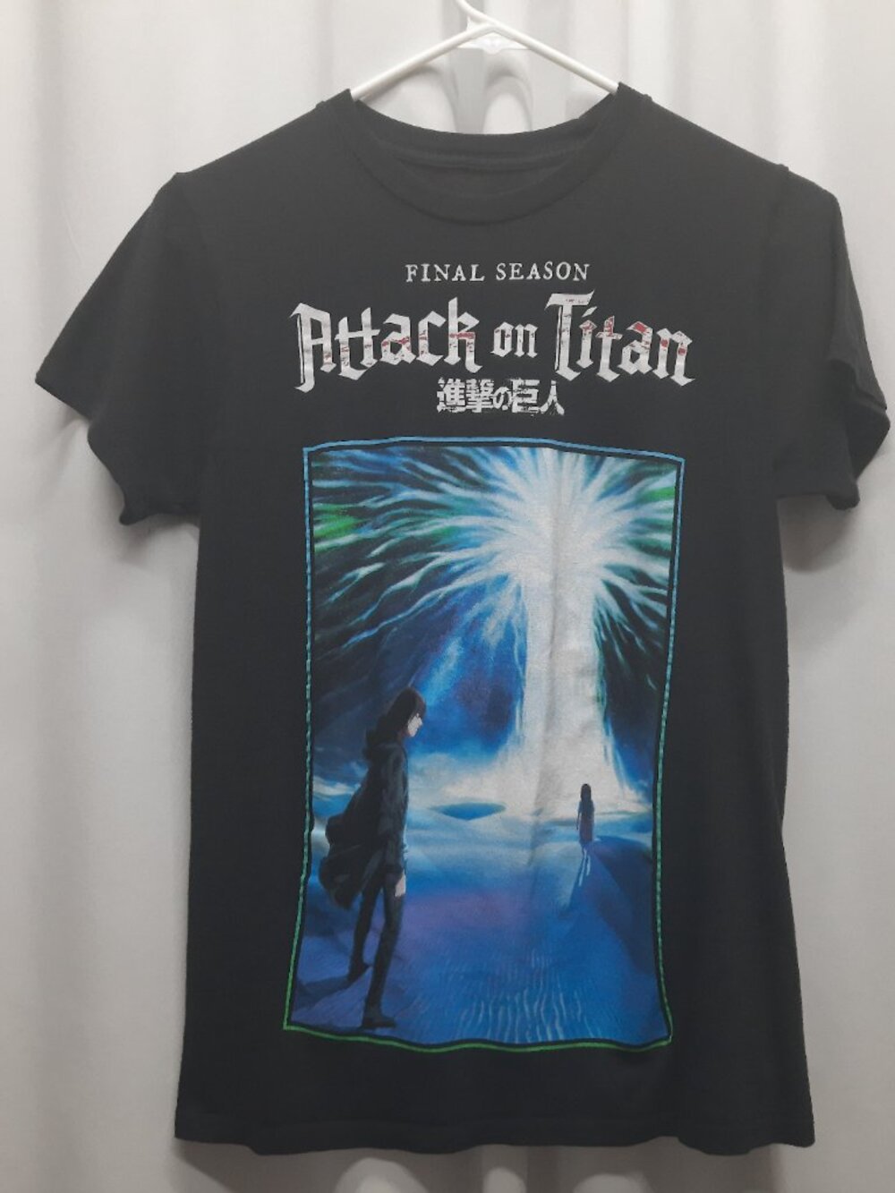 Attack on Titan Final Season Shirt Small Eren Yeager Paths Scene Anime Tee Black